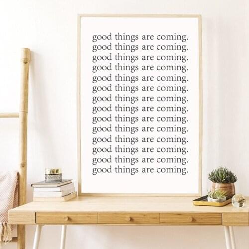 Good Things Are Coming Print Typography Art Poster Modern Minimalist Wall Art Canvas Painting Picture for Living Room Home Decor
