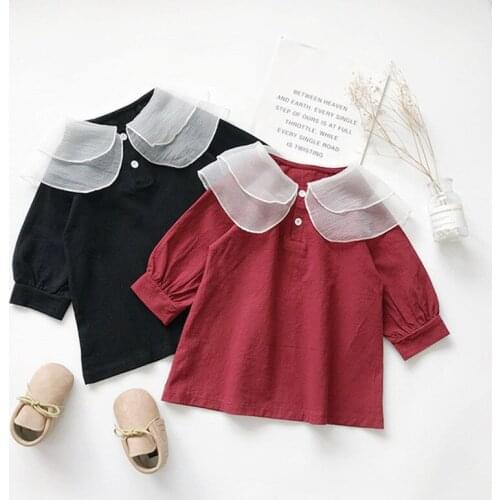 2019 Autumn New Princess Girls Dress Kids Mesh Collar Girl Dresses Children Long Sleeve Clothing dress Girls Cute Vestido