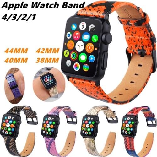 Genuine Leather Snakeskin pattern Strap For Apple Watch Band 4 44/40mm Bracelet Accessories Wristbands For Iwatch 3/2/1 38/42mm