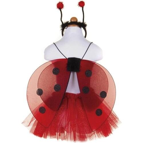Christmas Red Ladybird Bee Wing Headband Kids Child Girls Princess Halloween Cosplay Costume Props Birthday Party Decor
