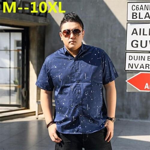 Plus size 10XL 8XL 6XL 5XL 4XL NEW Summer Fashion Mens Shirt Casual Loose Fit Shirt Short Sleeve Mens White Chemise Homme