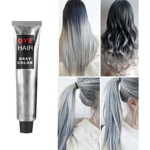 Gray Hair Dye Cream Unisex Smoky Gray Punk Style 100ml Light Grey Silver Permanent Hair Dye Color Cream Unisex Hair Creams