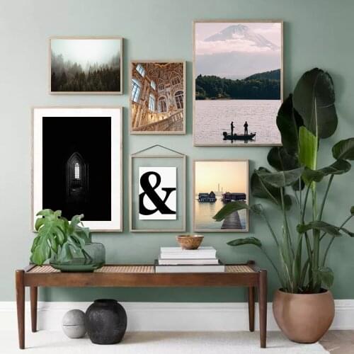 Scandinavian Nature Forest House Canvas Wall Art Print Painting Nordic Poster Print Wall Art Pictures Modern Living Room Decor