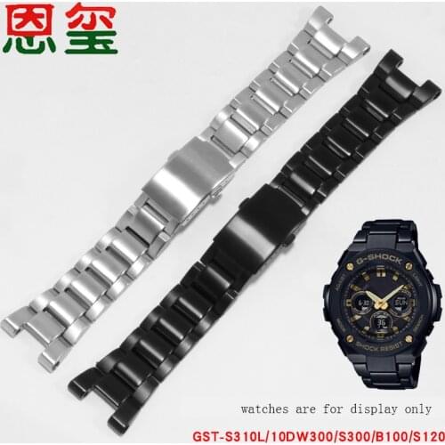 Replacement strap Stainless steel watchband Special interface black silver bracelet For GST-S310L/DW300/S300/B100/S210 series