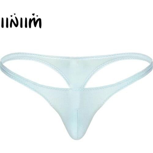 Mens Lingerie Low Rise Bulge Pouch Spandex Bikini Briefs Thong String Homme Underwear Underpants Sexy Gay Jockstraps Thongs