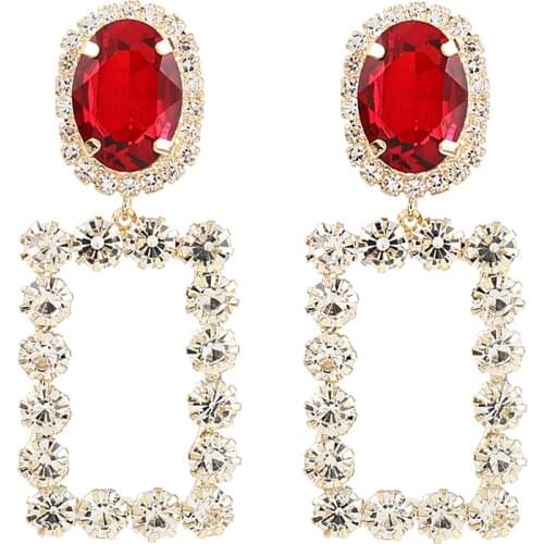 ZHINI Bohemia Vintage Gold Color Long Earrings for Women Luxury Charming Rhinestone Dangle Statement Earring Jewelry Gift