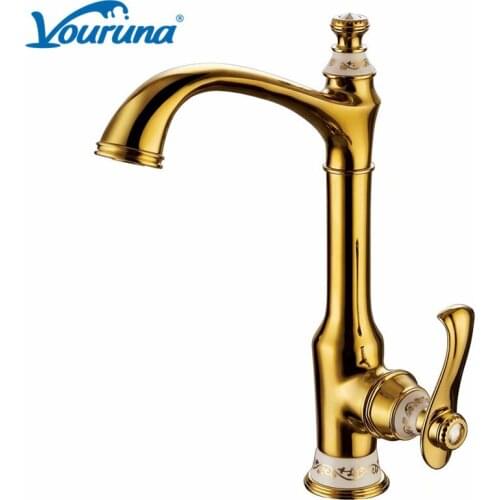 VOURUNA Wholesale New Arrival Solid Brass Unique Swivel Sink Mixer Tap Kitchen Faucet ORB/Golden/White/Chrome
