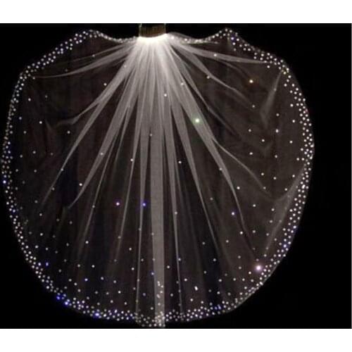 White/Ivory Fingertip Crystals Veil One Tier Tulle Bridal Wedding Veil+ Comb