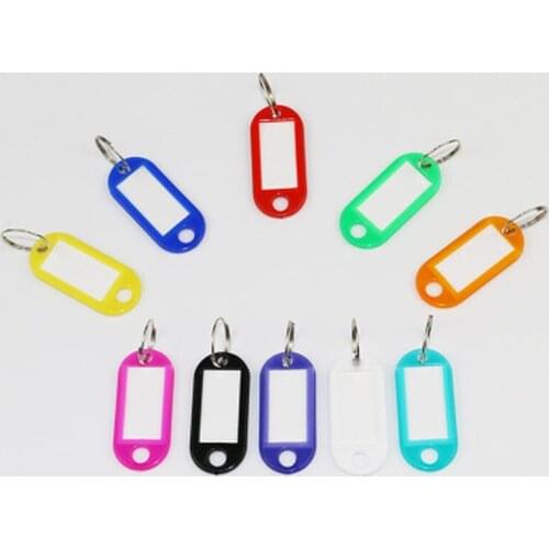 10/20/30/50pcs Plastic Keychain Key Tags Id Label Name Tags With Split Ring For Baggage Key Chains Key Rings Baggage Luggage Tag
