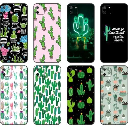 Black tpu Case For OPPO Realme C11 C20 C21 Case Back Cover Bumper cactus