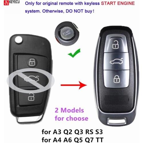 KEYECU Car Modified Remote Key Shell Keyless Smart Key Case Upgrade for Audi A3 A4 A6 A8 Q2 Q3 Q5 Q7 R3 RS3 RS5 TT Key Cover