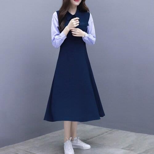 2020 Womens Fall New Temperament Dress Women Slim Was Thin A-line Dress Spring High Waist Mujer Vestidos Female Button E210