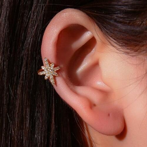 ZYZQ Fashion Female No-Piercing Zircon Clip Earrings Trendy Gold Color Star shape Earring Accessories Jewelry Gift Dropshipping