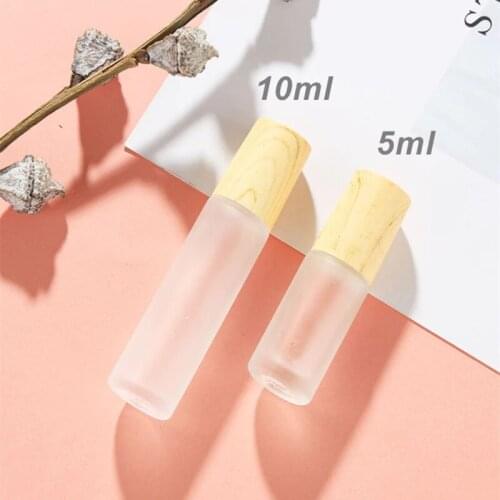 10pcs/lot 5ml10ml Roll On Bottle Thick Frosted Glass Perfume Bottle Refillable Empty Roller Essential Oils Vials