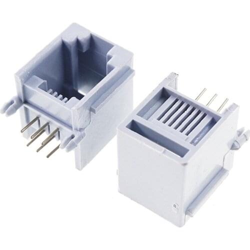 100 pcs RJ11 Jack Modular Connector 6P6C Right Angle 90 Degree Unshielded Through Hole PCB Solder Telephone Socket