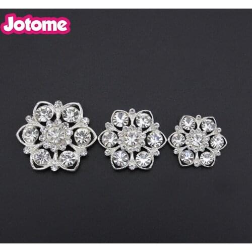 100pcs/lot 22mm Silver Plated Rhinestone Button Wedding Bouquet Brooch Pin For Wedding Invitation Card Accessories