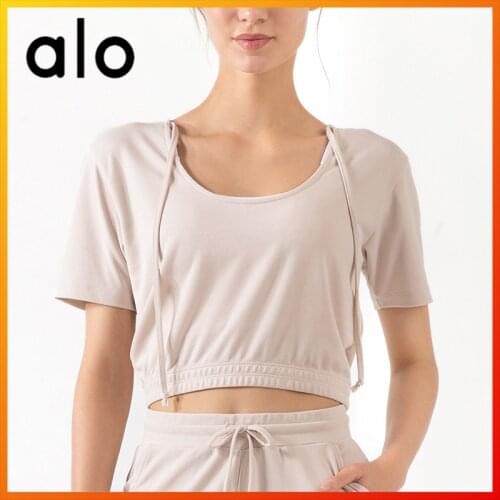 Alo yoga Woman clothes training fitness running breathable moisture wicking short-sleeved sports top