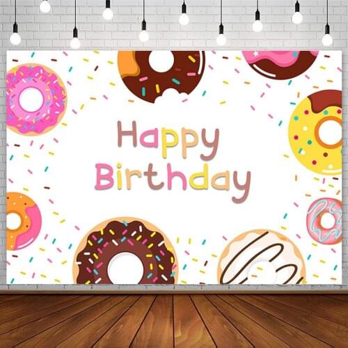 Avezano Happy Birthday Backdrop Donuts Party Kid Photography Background Studio Decor Props Dessert Photocall For Photo Photozone