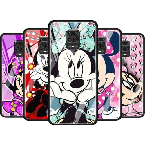 Disney Minnie Mouse Cute for Xiaomi Redmi Note 10 Pro Max 10S 9T 9S 9 8T 8 7 Pro 5G Luxury Tempered Glass Phone Case Cover