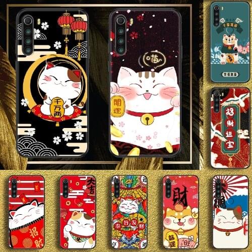 Lucky cat Japanese Lovely Phone case For Xiaomi Redmi Note 7 7A 8 8T 9 9A 9S 10 K30 Pro Ultra black soft cell cover trend