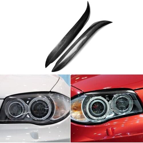For BMW E81 E82 E87 E88 128i 135i 2004-2011 Real Carbon Fiber Headlight Cover Eyebrows Eyelids Car Sticker Trim Protector