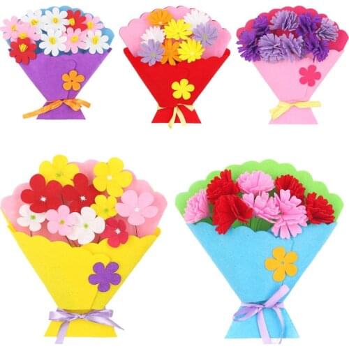 Toy for Children Craft Toy DIY Flower Bundle Non-woven Hand Bouquet Kindergarten Learning Education Toy flower pot potted props