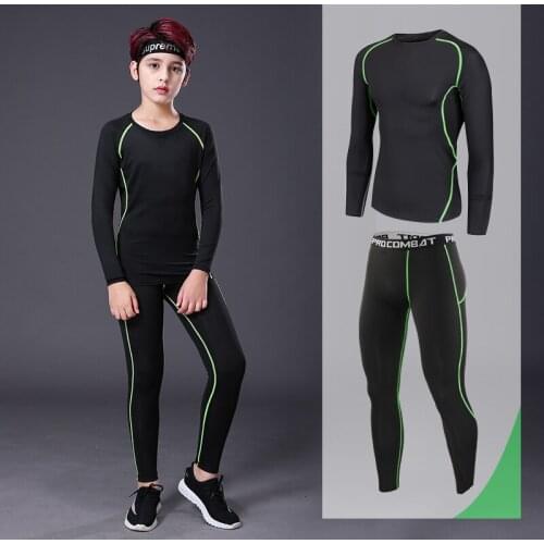 Compression Sportswear Kids Running Sets Warm Basketball Tights Soccer Sports Suits Adult Gym Fitness Tracksuit Jogging Clothes