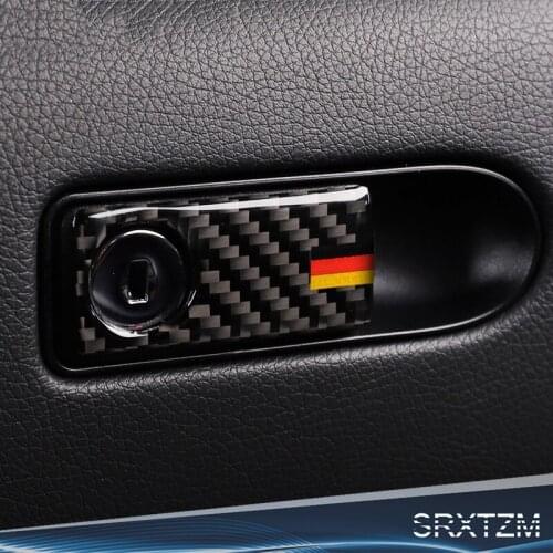 SRXTZM Carbon Fiber Co-pilot Storage Box Handle Bowl Cover Trim Car Stickers For Mercedes Benz C Class W205 GLC Accessories