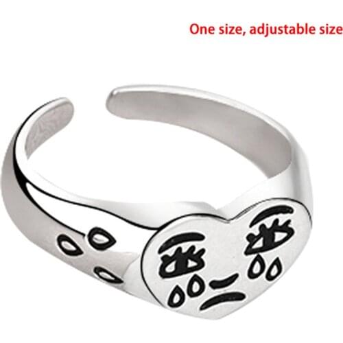 Creative Crying Face Tears Ring Neutral Retro Fashion Jewelry Gift free shipping products from aliexpress