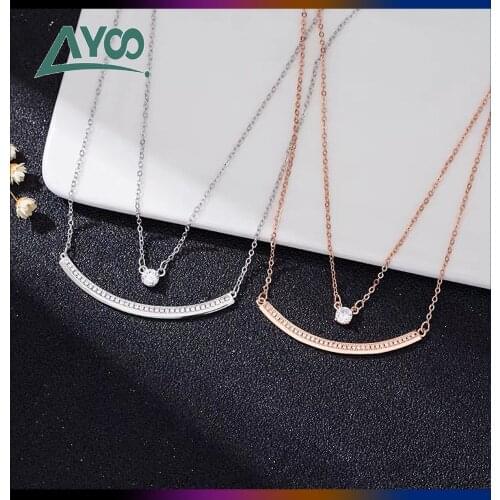 SWA Fashion Jewelry High Quality 1:1 Charm Rose Gold Crystal Necklace Female Double Geometric Pendant Necklace Romantic Gift