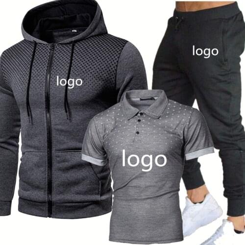 Spring Autumn Mens suits Jacket Custom logo Any customization Car Logo cotton Mens sweatshirt Gradient+sweatpants 3-piece set