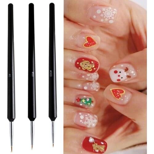 Nail Art Painting Pen Nail Basics Light Therapy Draw Line Pen Draw Flower Hook Line Stroke Nail Pen Black 3 PCS Paint Pen Set
