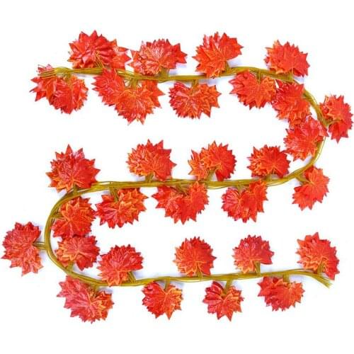 New 12pcs/lot Windowill Autumn Leaves Garland Maple Leaf Vine Fake Foliage Decoration 2.3m for Home Wedding Party Decor Leaf