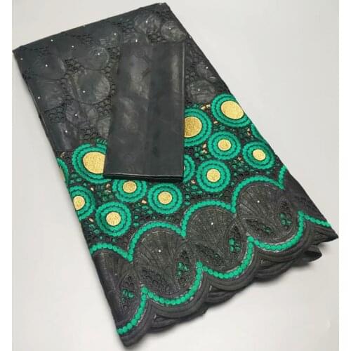 Party Q 100% Cotton Swiss Voile Lace Fabric With Perfume And Stones 2021 African Bazin 2.5+2.5 Yards For Sewing