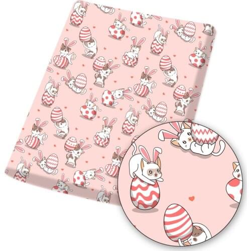 Easter Bunny Polyester Cotton Easter Egg Chocolat Fabric Printed Fabric DIY Sewing Home Textile Garment Material 45*145cm/pc 80g
