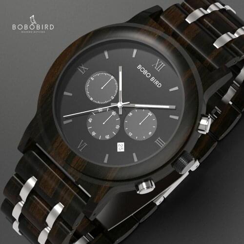 Relogio quatzo BOBOBIRD Wood Watch Men Business Watches Chronograph Military Quartz Wristwatch erkek kol saati with Gift Box
