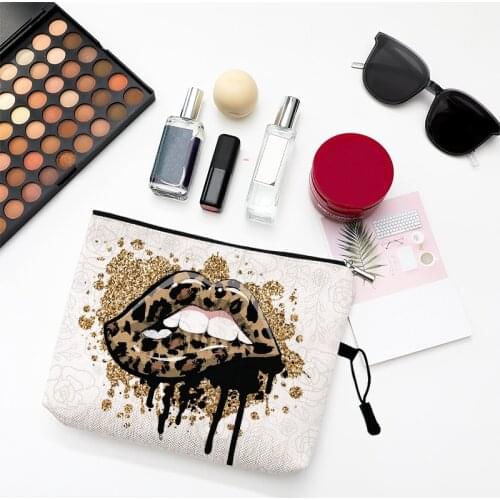 Sexy Red Lips Print Cosmetic Bags Case Women Lady Makeup Bag Large Capacity Multifunction Toy Storage Bag Travel Toiletry Pouch