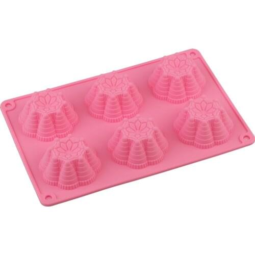 Silicone Cake Molds Cupcake Chocolate Baking Molds Decorating Ice Cube Trays for Homemade Cake decoration 6 Cavity Flower Shape