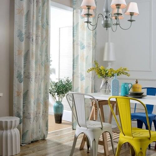 Modern and Simple Pastoral Plant Cotton and Linen Curtains for Bedroom, Living Room and Study Blackout Curtain Customization