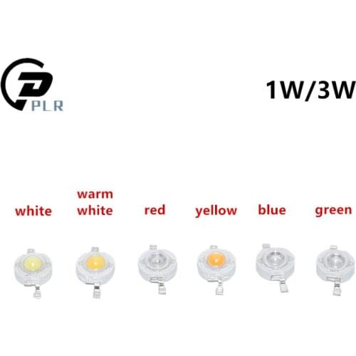 10pcs 1W/3W High power Lamp beads White/Warm white/Red/Yellow/Blue/Green RGB LED Pure 300mA 3.2-3.4V 100-120LM 30mil