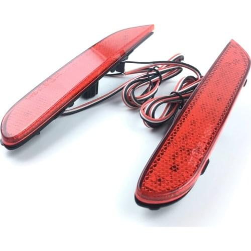 LED Rear Bumper Reflectors Lights For Nissan Leaf Pathfinder Rogue X-Trail x trail JX35 QX56 qashqai 2014-2015 Red Black Lens