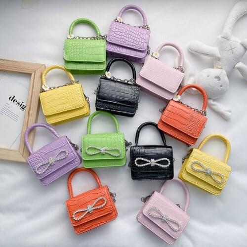 Fashion Mini Alligator Women Handbag Small Bow Chains Shoulder Crossbody Bags for Women 2021 Crocodile Pattern Clutch Purses Ins