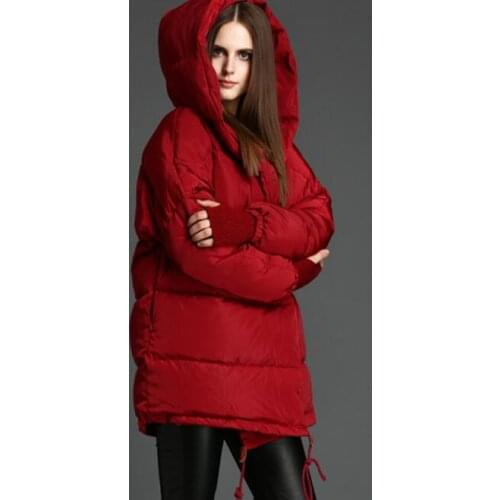 Hooded Loose Women Winter Down Coat 90% Duck Women Down Coat Jackets