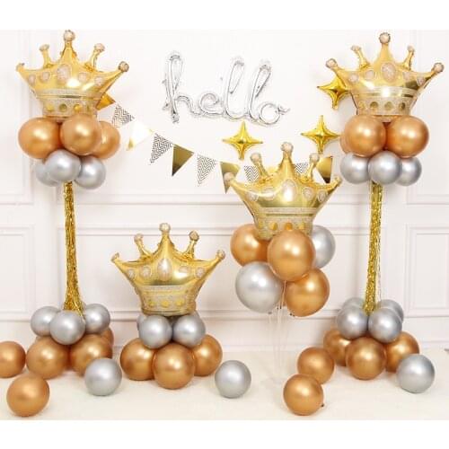 1pc Large Size Gold Crown Foil Balloons Prince Princess Baby Shower First Birthday Bachelorette Party Decorations Photo Props