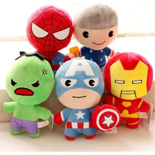1PC Spiderman Plush Toys Movie Dolls Marvel Soft Stuffed Hero Captain America Iron Thor Christmas Gift for Kids 10-12CM