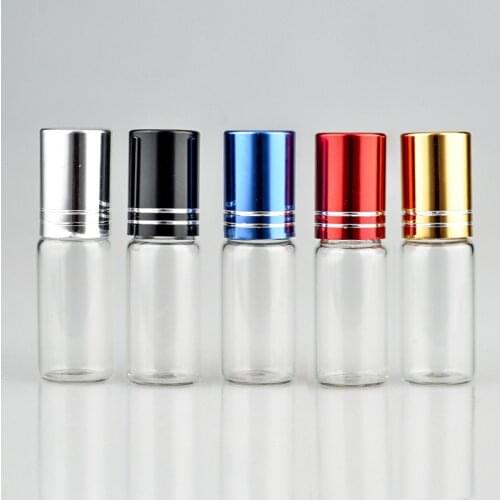 20pcs 5ML Clear Glass Essential Oil Roller Bottles with steel Roller Balls Aromatherapy Perfumes Lip Balms Glass Roll On Bottle