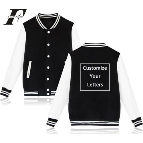2019 Custom made baseball jacket bomber jacket Men Unisex DIY Logo Design Baseball Uniform Sweatshirt Customize Streetwear