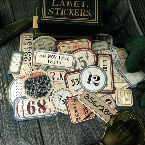 35pcs/set Vintage digital label sticker DIY scrapbooking base collage mobile computer diary happy planner decoration sticker