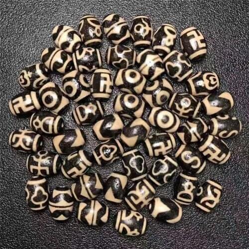 50pcs/set AAA Dzi Loose Beads 15x20mm Daluo Different Patterns Dzi wholesale Tibetan Heaven bead For Jewelry and Collection