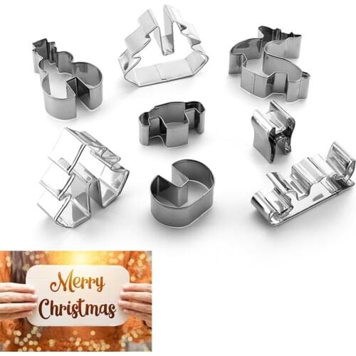 8Pcs/set Stainless Steel 3D Christmas Cookies Cutter Cake Fondant Bread Mould Biscuit Cupcake Baking Tool Kitchen Supplies